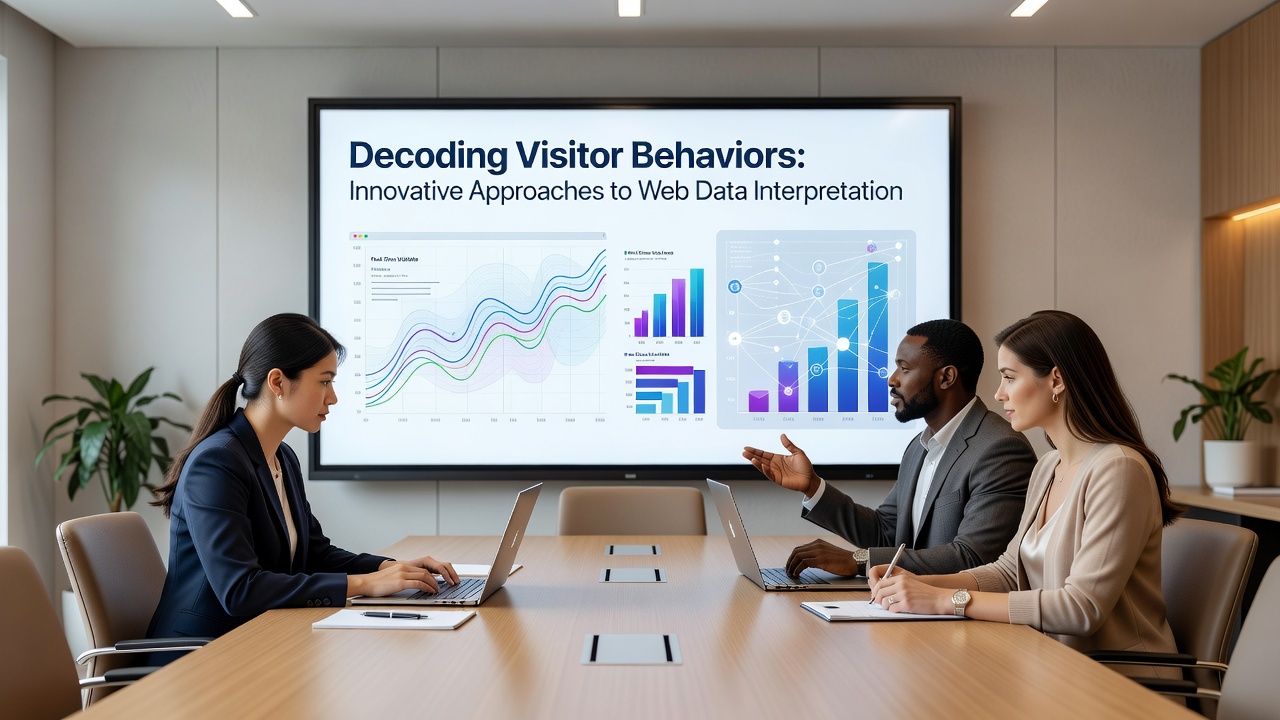 Analytics interface displaying segmented visitor behavior clusters and predictive pathways